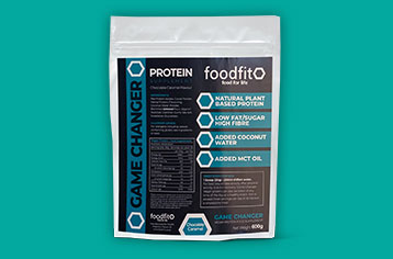 A 600g bag of Food Fit Chocolate Protein.
