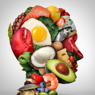 Face made out of food signifies the link between food and your mood.